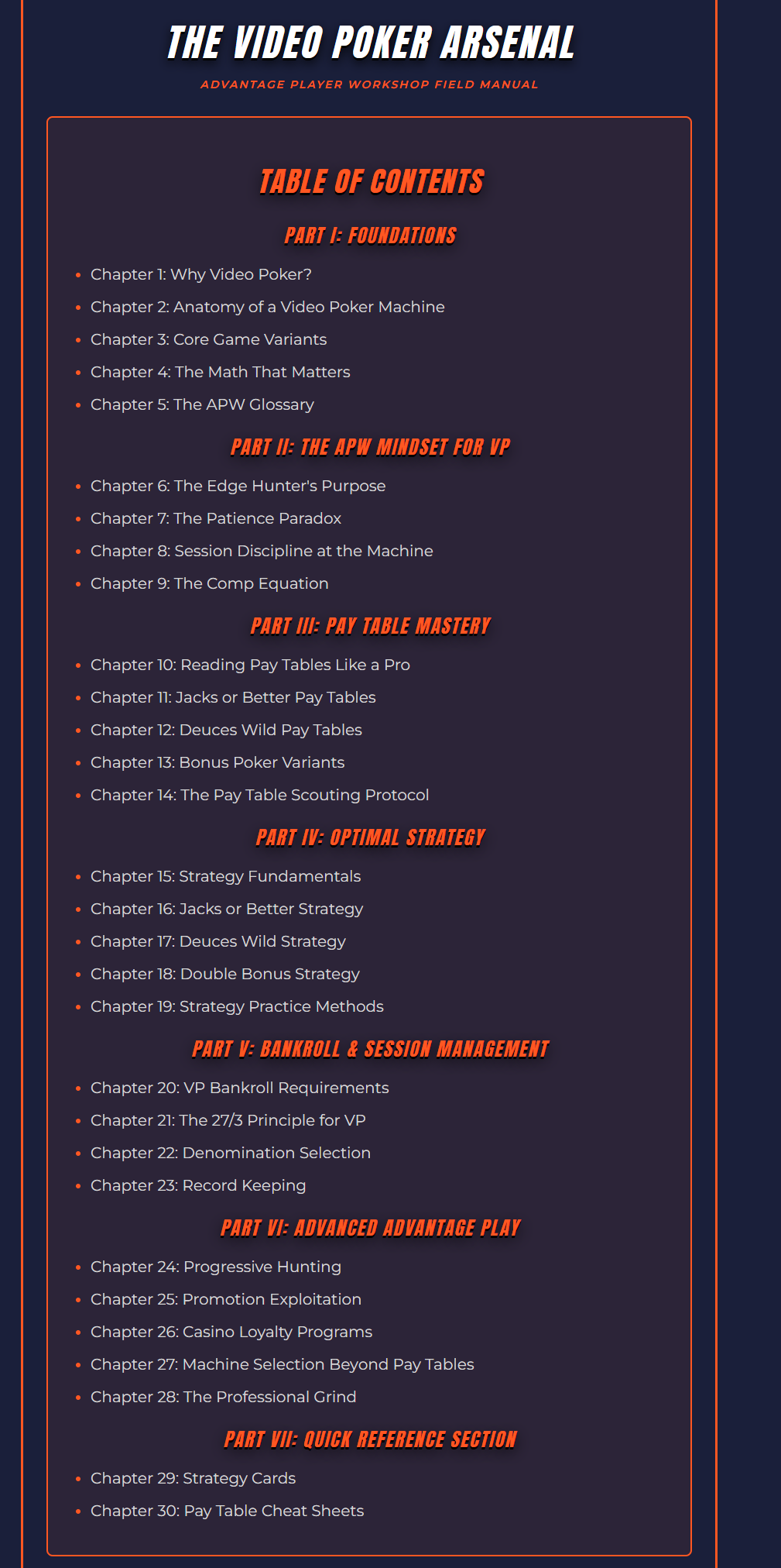 The Complete Video Poker Field Manual