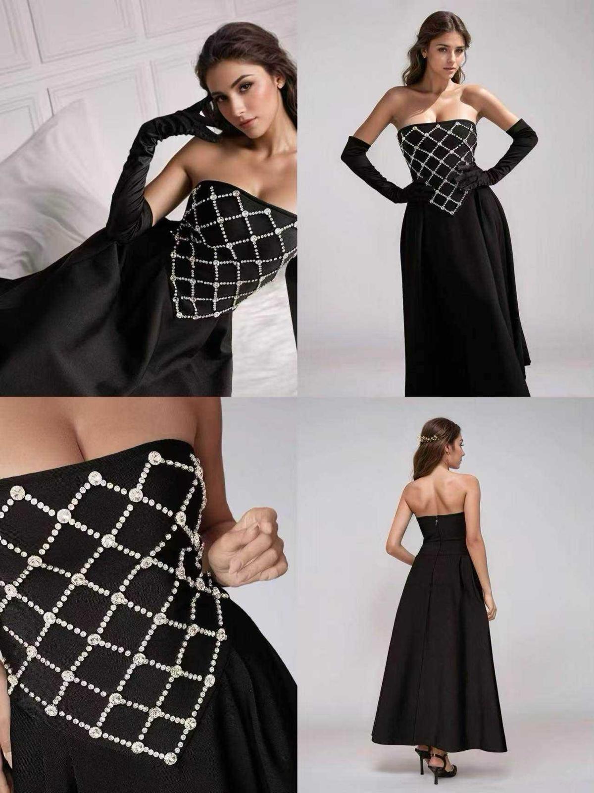 Sequined Strapless Gown