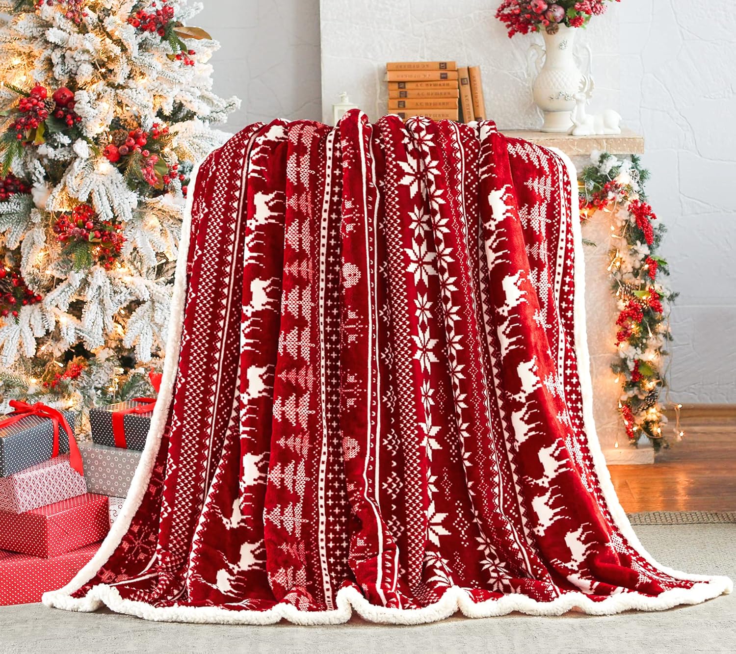 Red Festive Knit Blanket