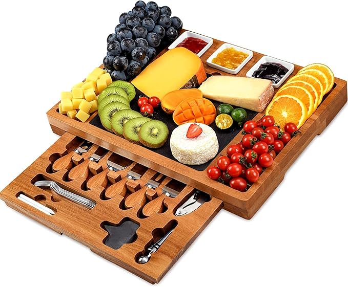 ABELL Charcuterie Cheese Board and Knife Set Acacia Charcuttery Platter and Serving Tray for Christmas HousewarmingThanksgiving Wedding Birthday