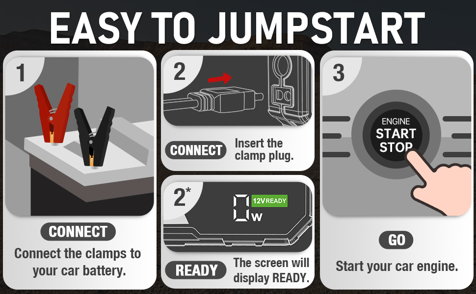 6250A PRO Jump Starter for 12V and upto 13L Engines, with Power bank, LED