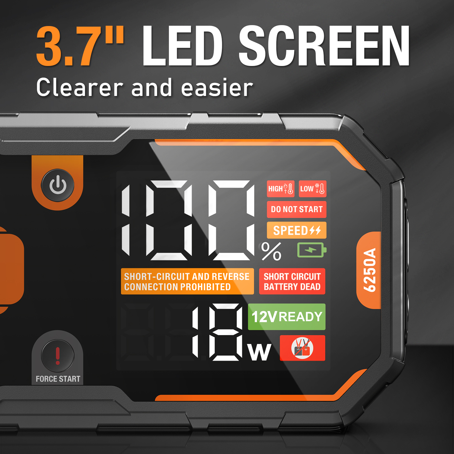 6250A PRO Jump Starter for 12V and upto 13L Engines, with Power bank, LED