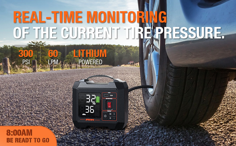 SuperFast Tire Inflator heavy duty Cordless Air Compressor 300PSI car, van truck