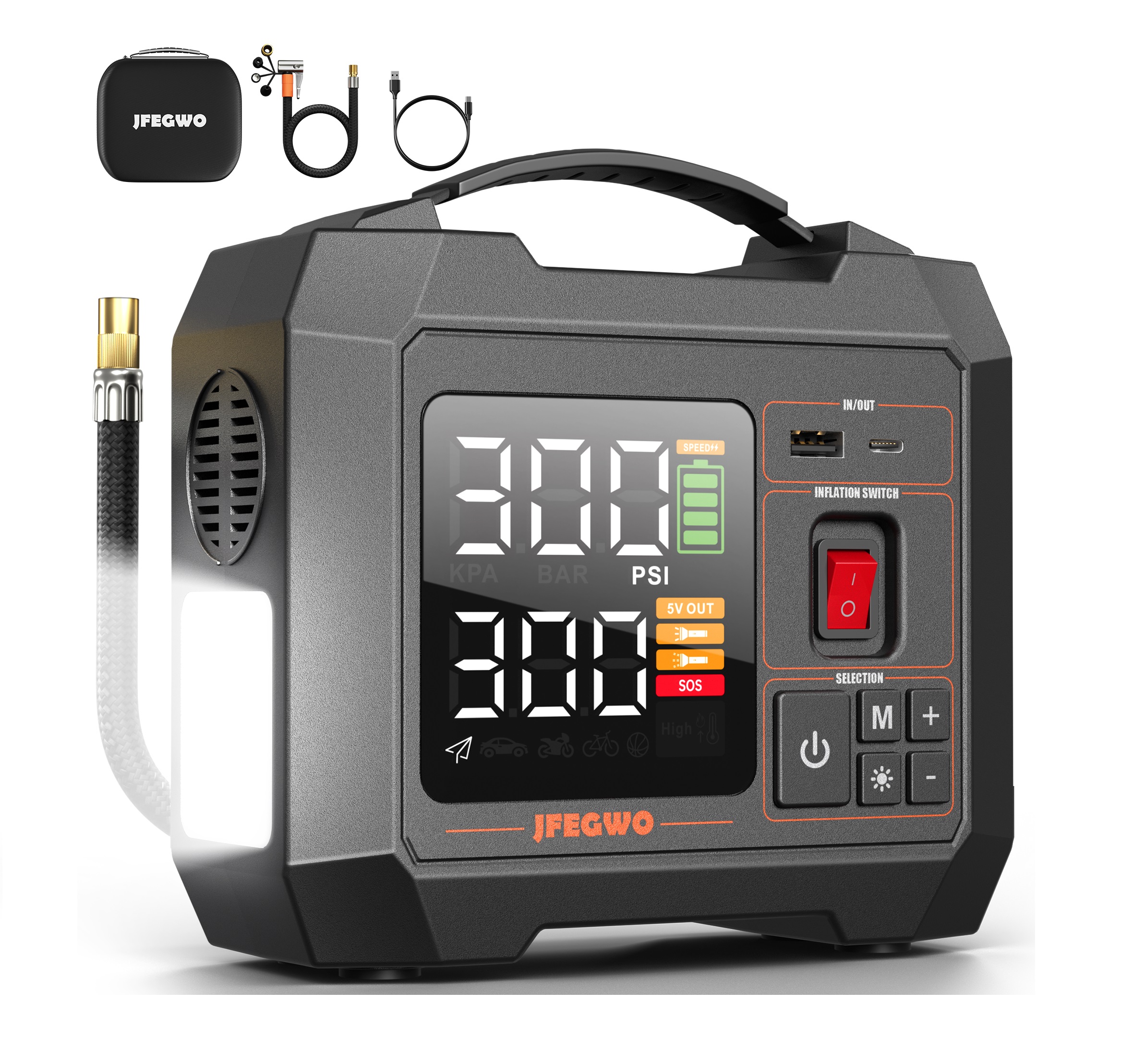 SuperFast Tire Inflator heavy duty Cordless Air Compressor 300PSI car, van truck