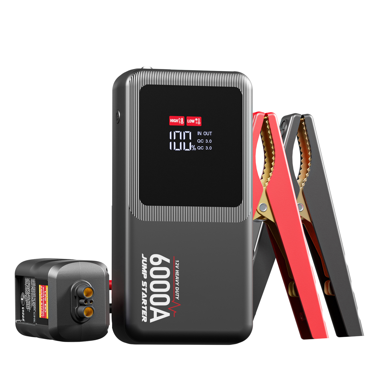 Compact 6000A 12V Car Jump Starter Battery Booster Power Bank LED Light