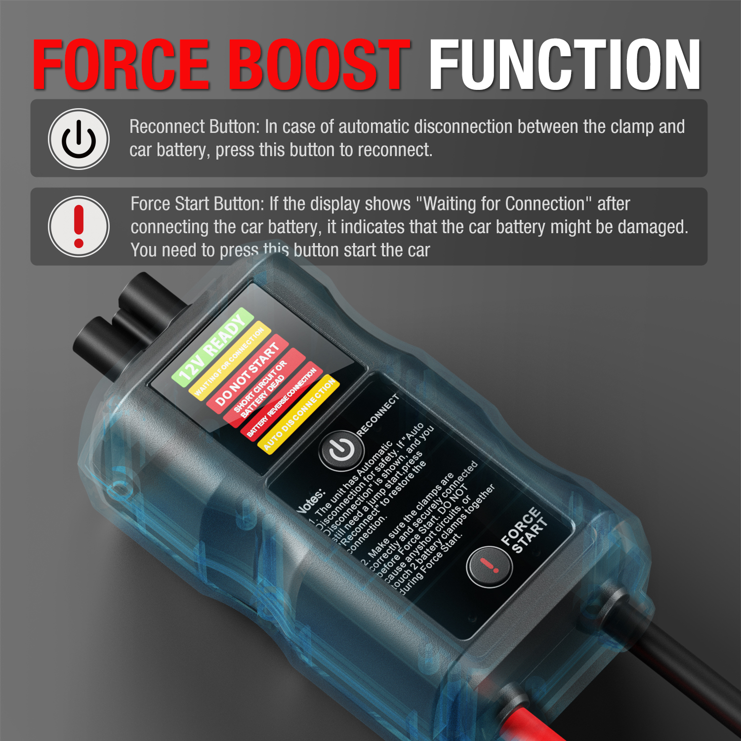 Compact 6000A 12V Car Jump Starter Battery Booster Power Bank LED Light