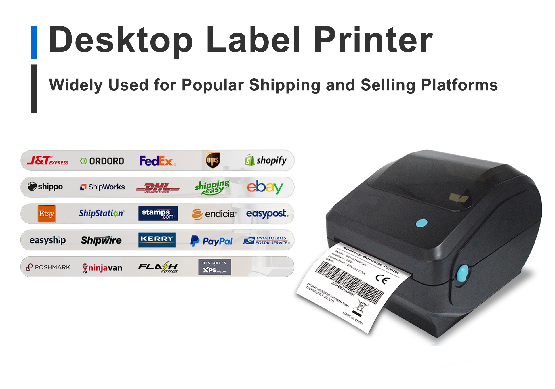 Direct Thermal Label Printer | WiFi Bluetooth USB | Shipping/Postage Labels 4x6 TD-401