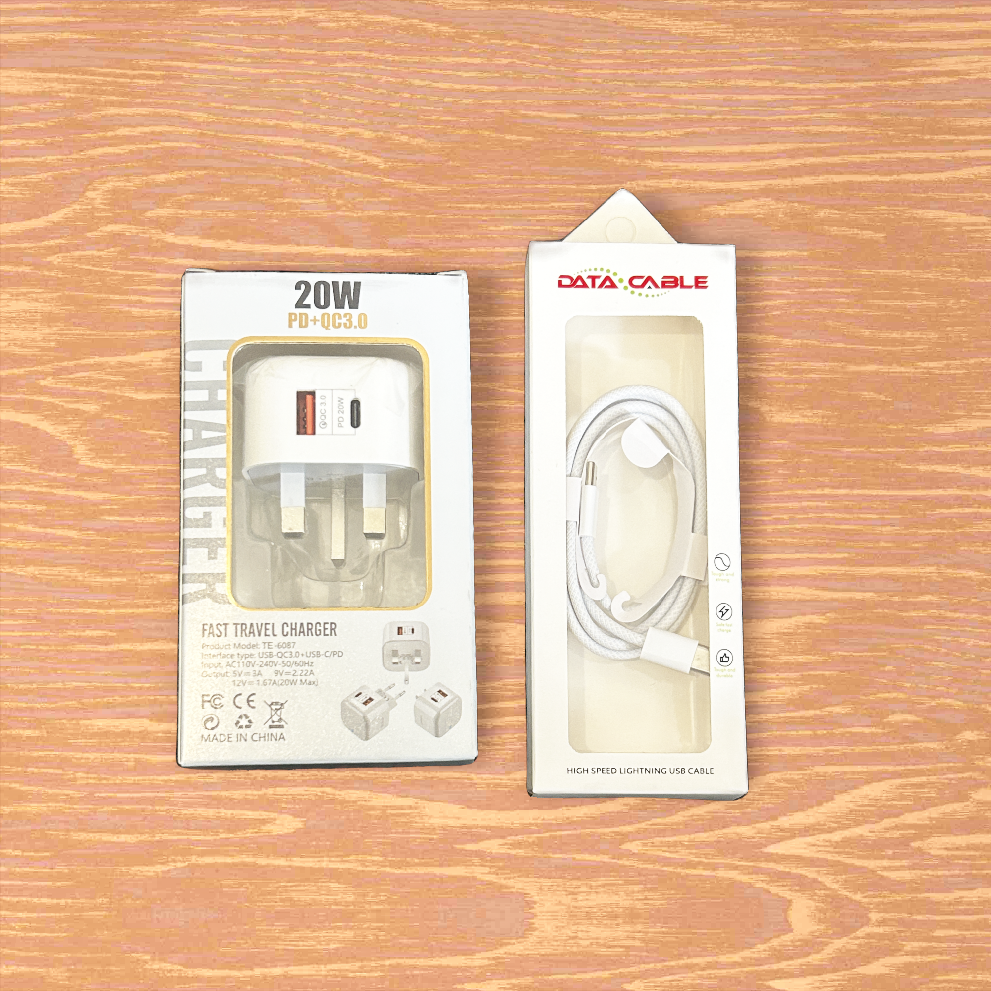 Dual Interface PD Fast Charger 20W with USB C to C Braided Charging Cable