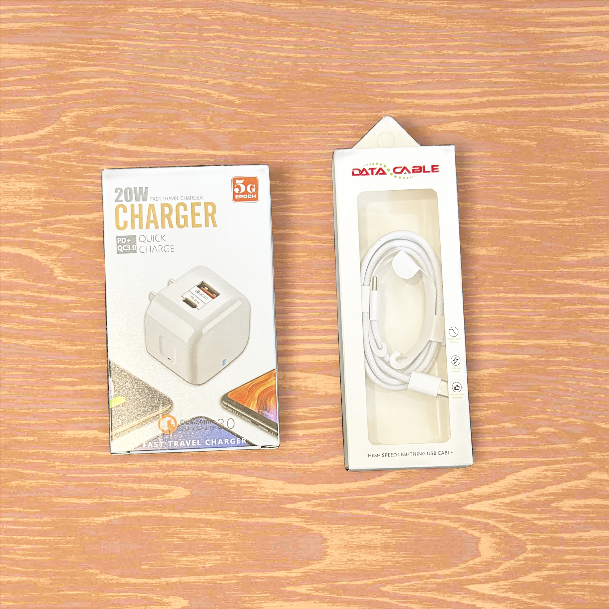 Dual Interface PD Fast Charger 20W with USB C to C Braided Charging Cable