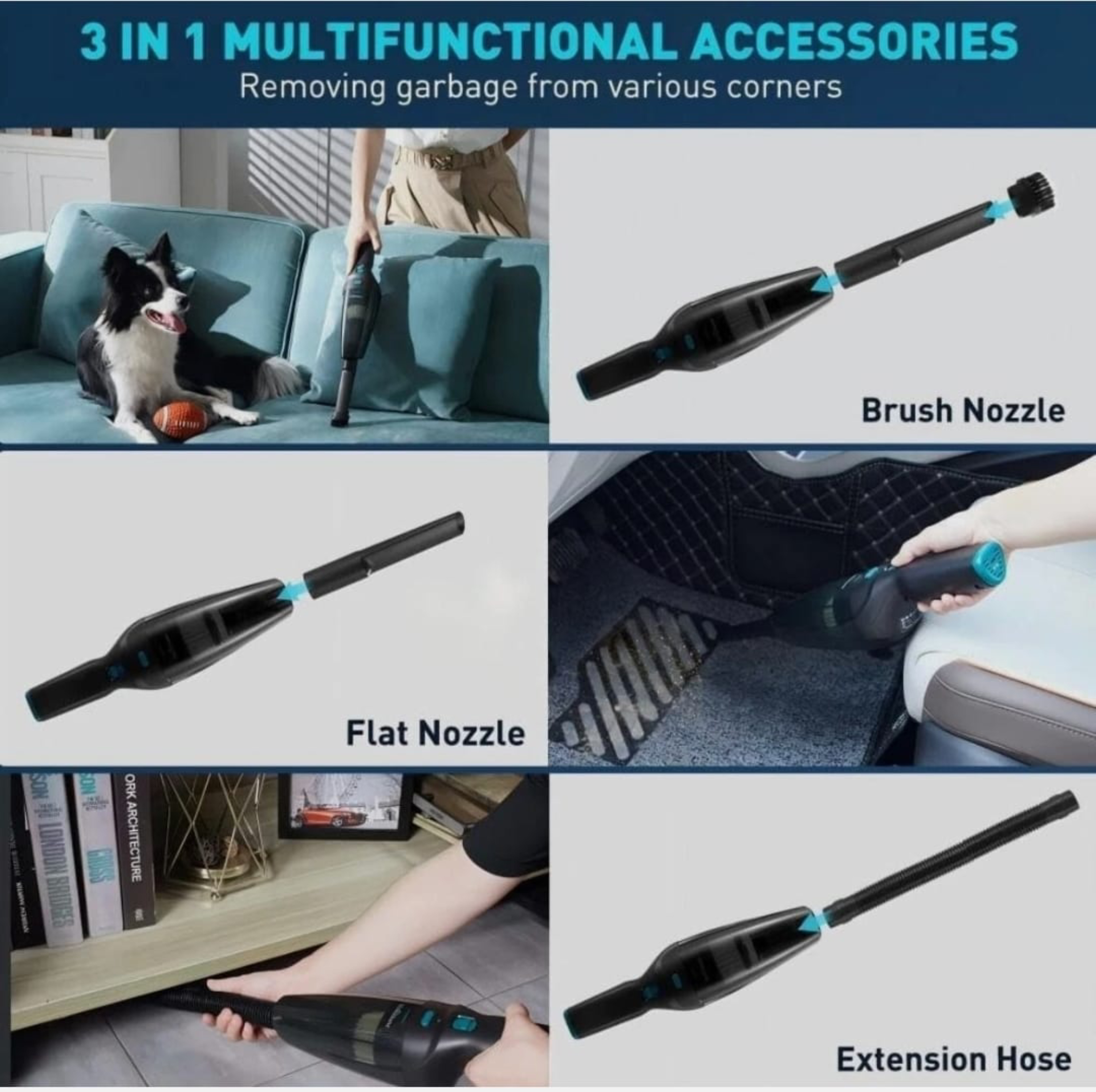Cordless Handheld Vacuum Cleaner Powerful Suction HEPA Filter Pet Hair Car Clean