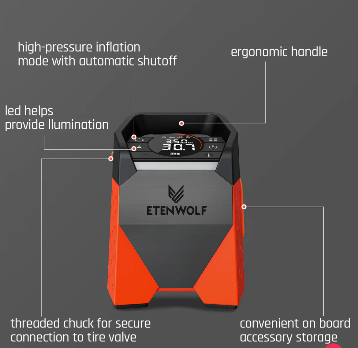 EtenWolf Tyre Inflator Air Compressor Heavy Duty and Cordless