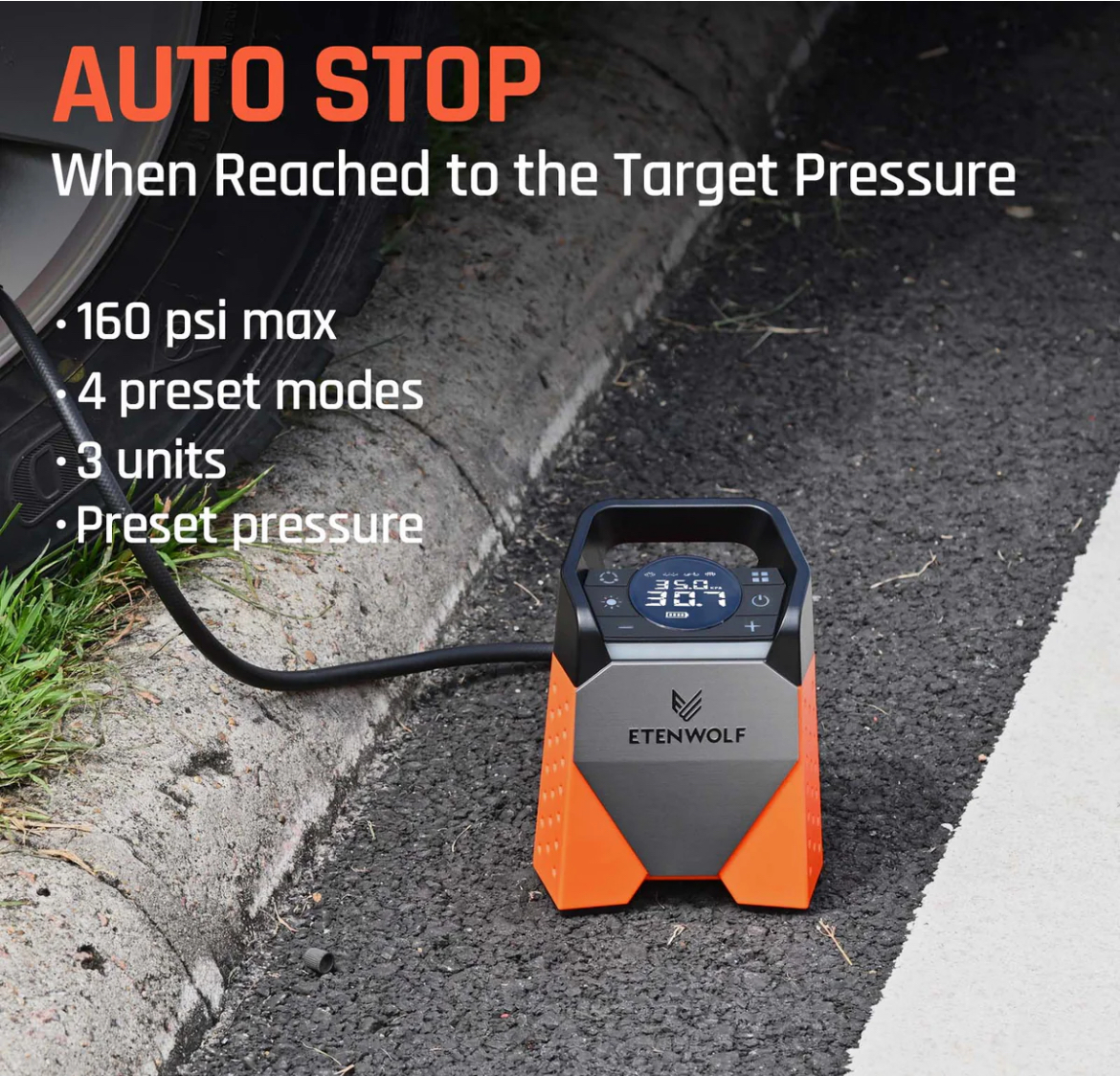 EtenWolf Tyre Inflator Air Compressor Heavy Duty and Cordless