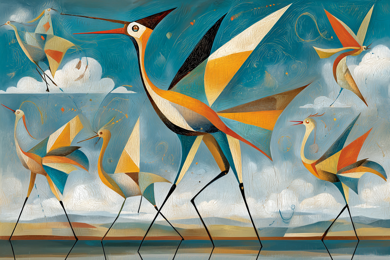 Modernes abstraktes Vogelgemälde