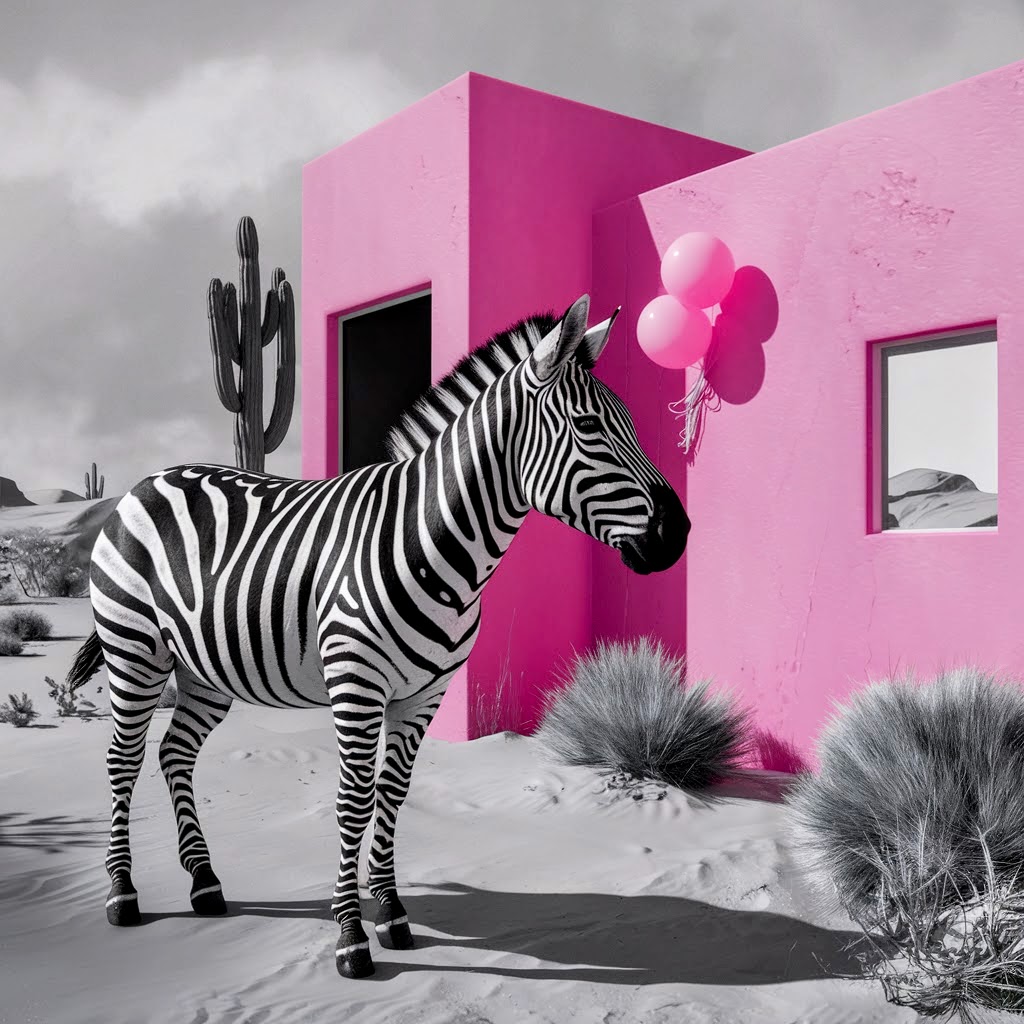 Modernes rosa Haus im Wüstenstil