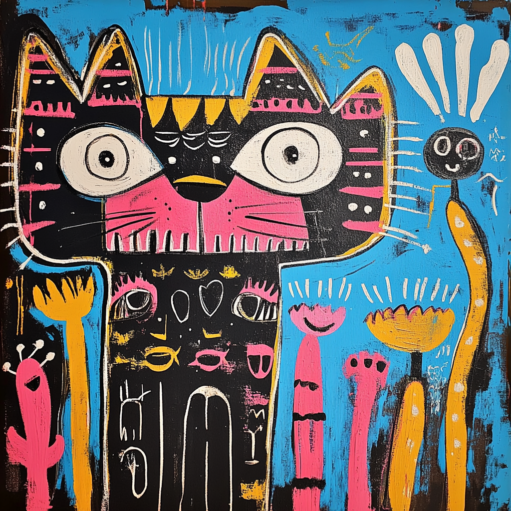 Abstraktes Katzen-Gemälde