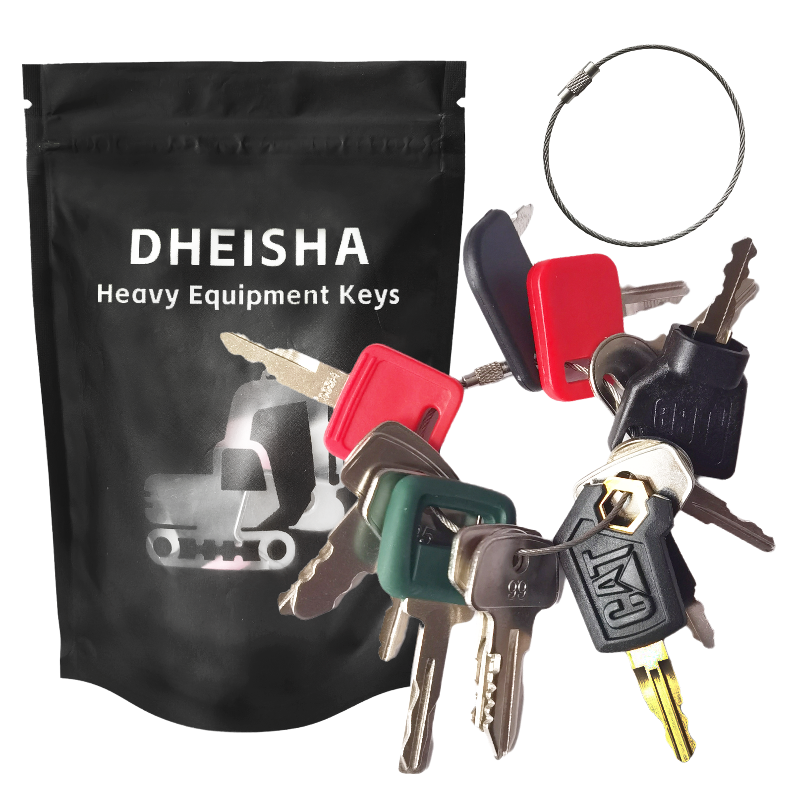15PCS Multi Types Heavy Equipment Key Set Construction Master Equipment Set Mahindra 3200 CH510 Linde 702 802 JCB 14607 CAT 5P8500 Takeuchi 201 Kubota 373 S8077 JD COM Volvo Laser Terex WA05