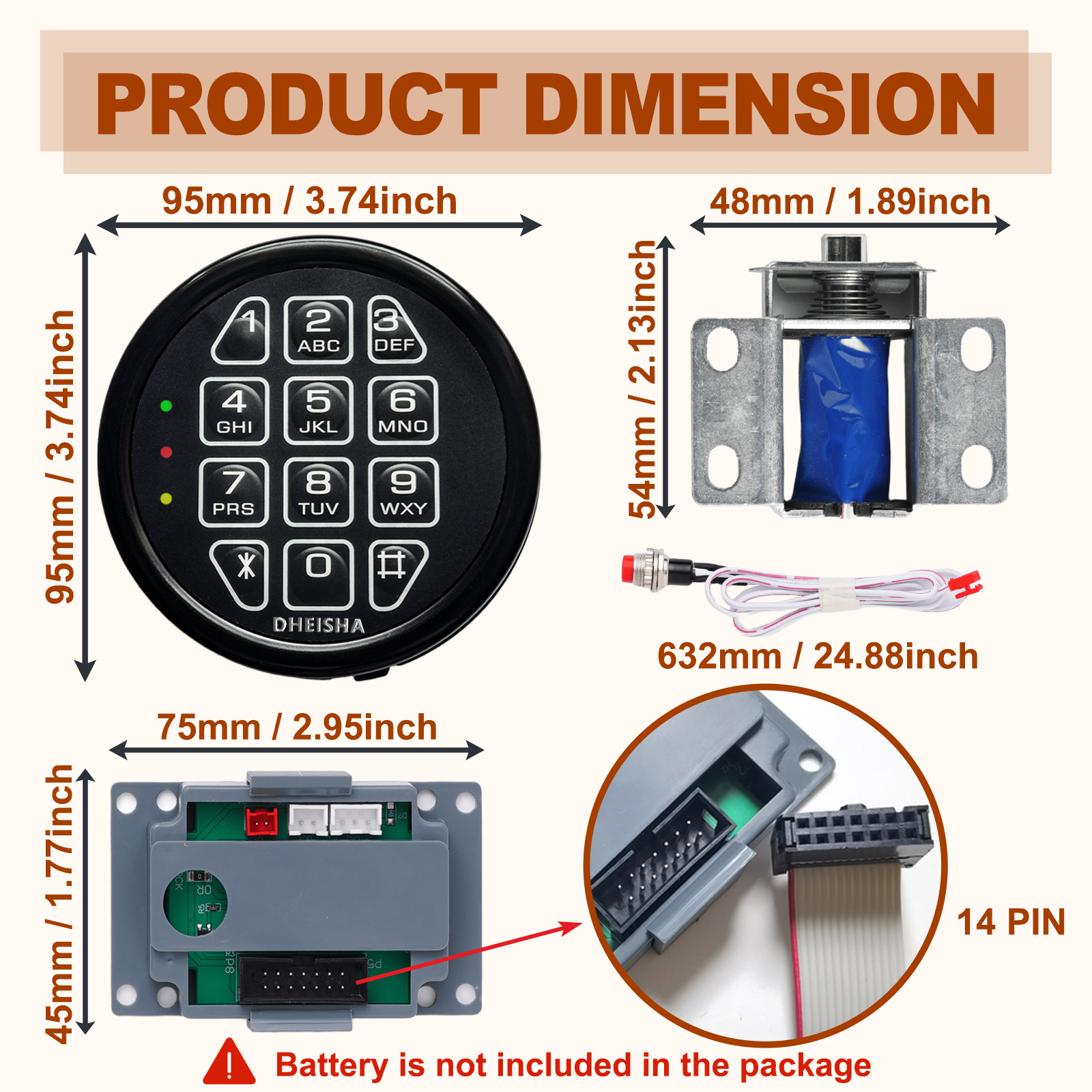 DHEISHA Gun Safe Lock Replacement with Solenoid Lock Electronic Safe Keypad for Home & Business
