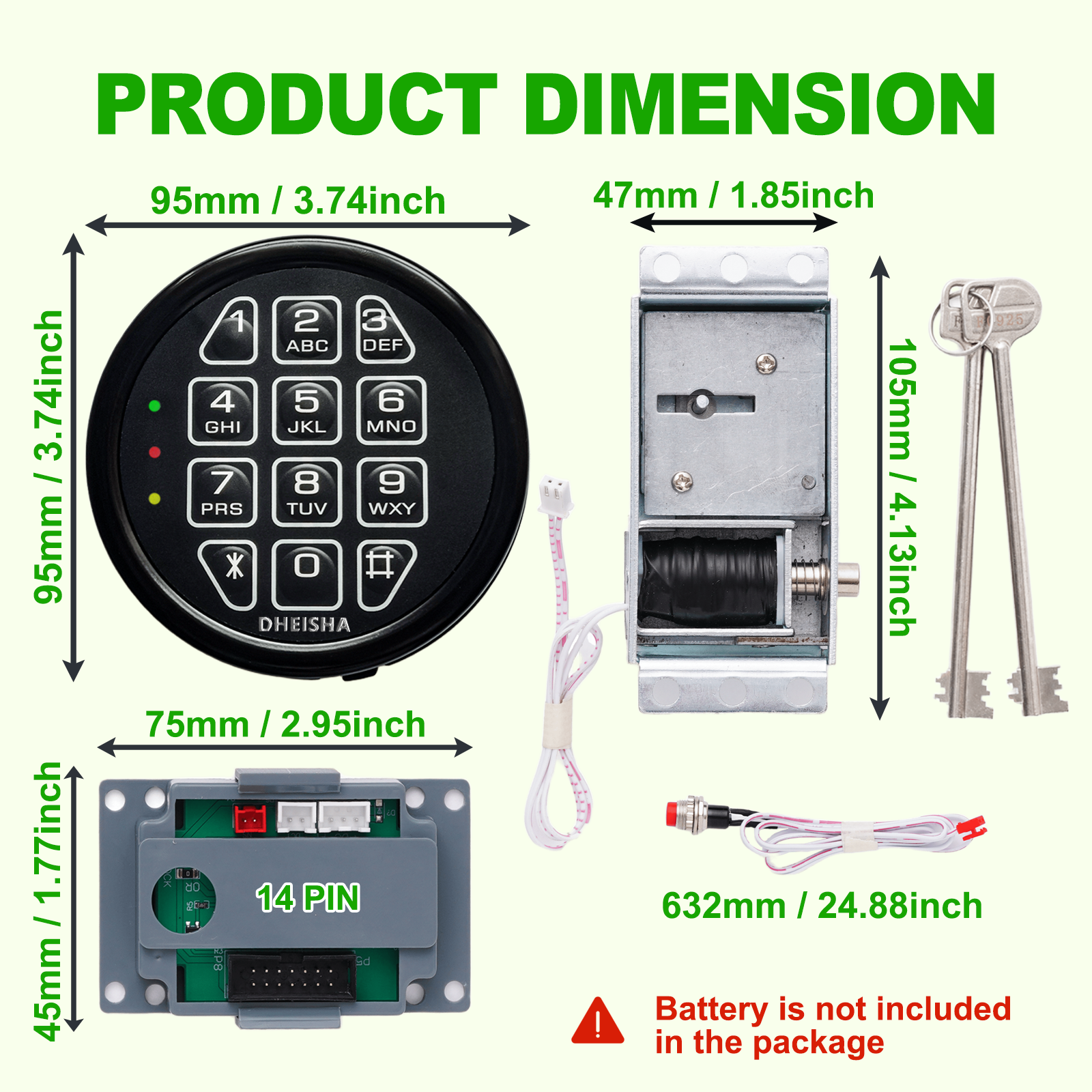 DHEISHA Gun Safe Replacement Lock with 2 Backup Keys Black Safe Keypad Lock