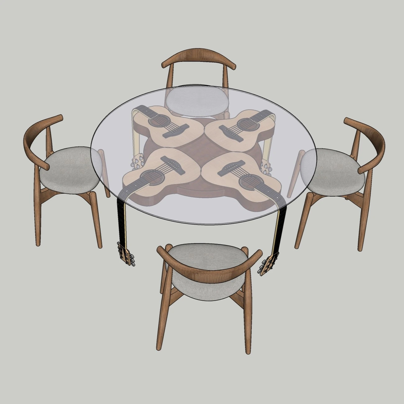 Classic Round Dining Table 3D Model | SketchUp 2018 | Nice Towers