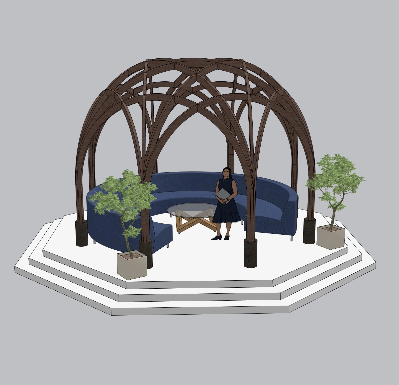 Parametric Garden Pavilion | Outdoor Gazebo Seating | SketchUp Model