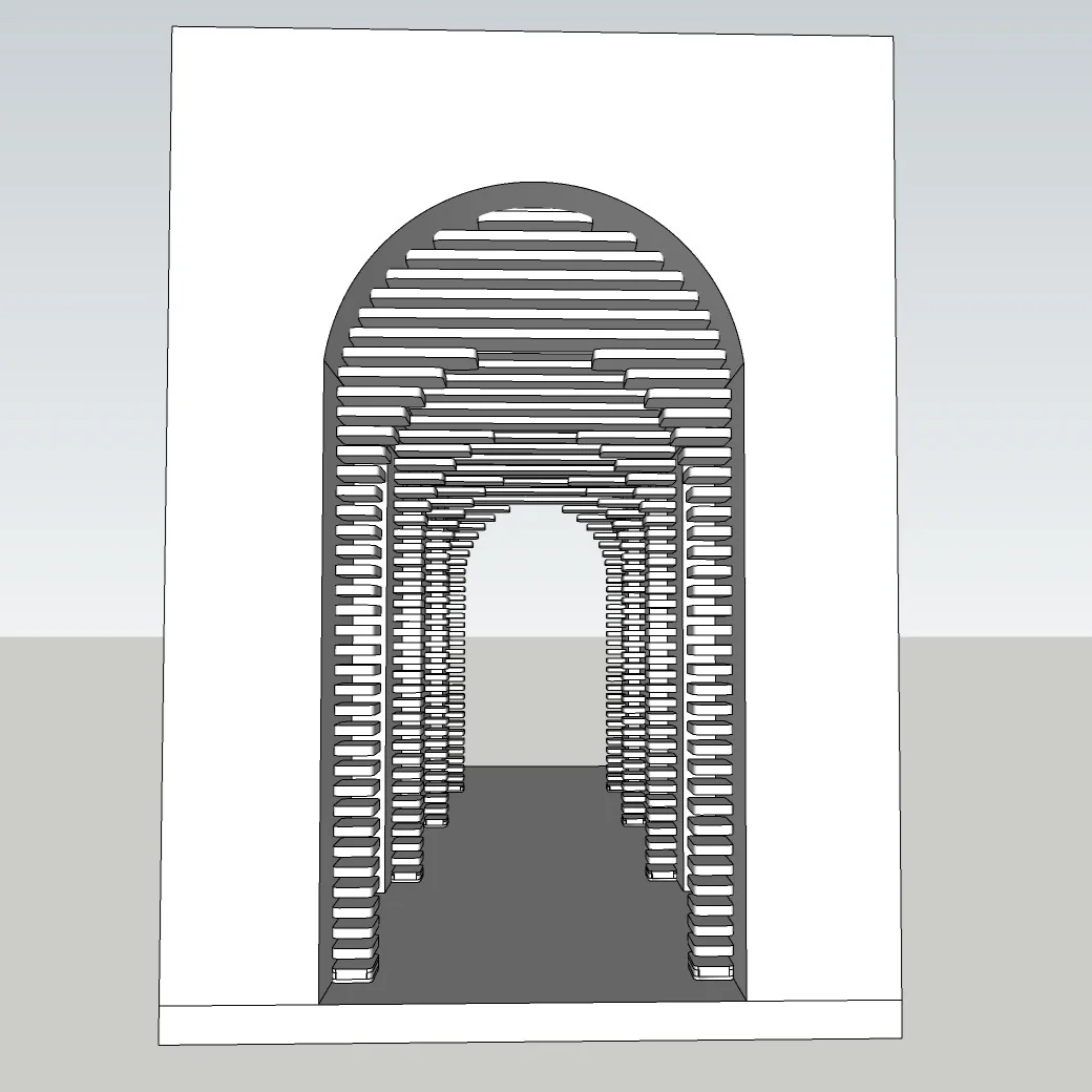 Modern Arched Entrance Tunnel 3D Model – Decorative Architectural Passage – SketchUp 2018