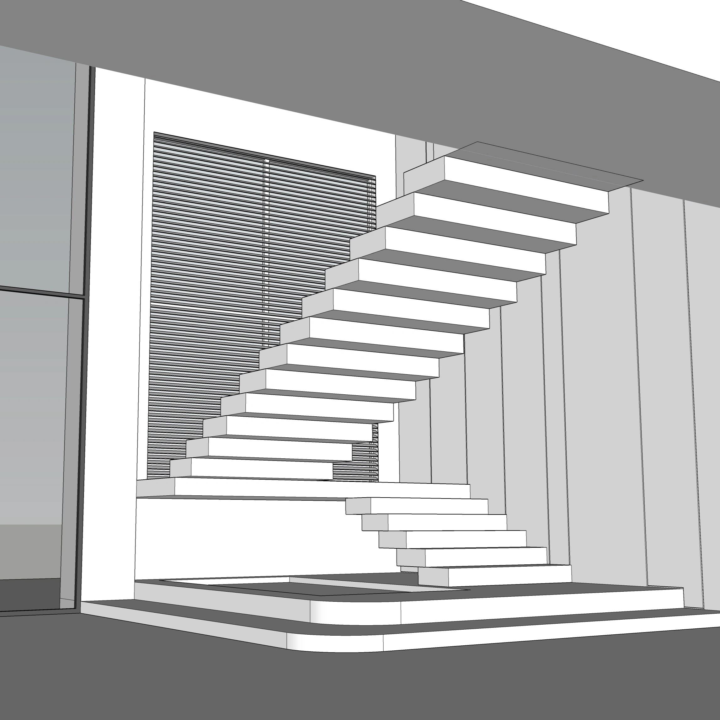Cantilevered Floating Staircase – Modern Interior Stairs (SketchUp 2018)