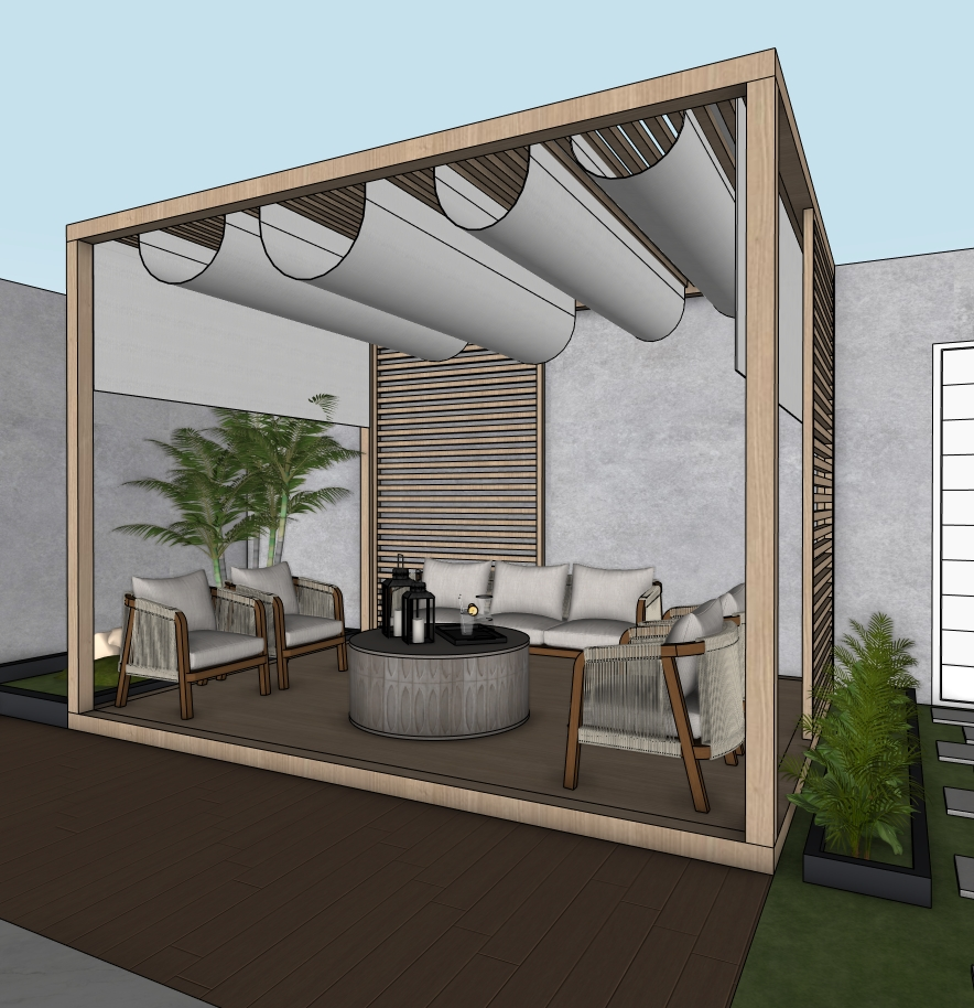 Modern Outdoor Pool & Patio 3D Model – SketchUp 2021