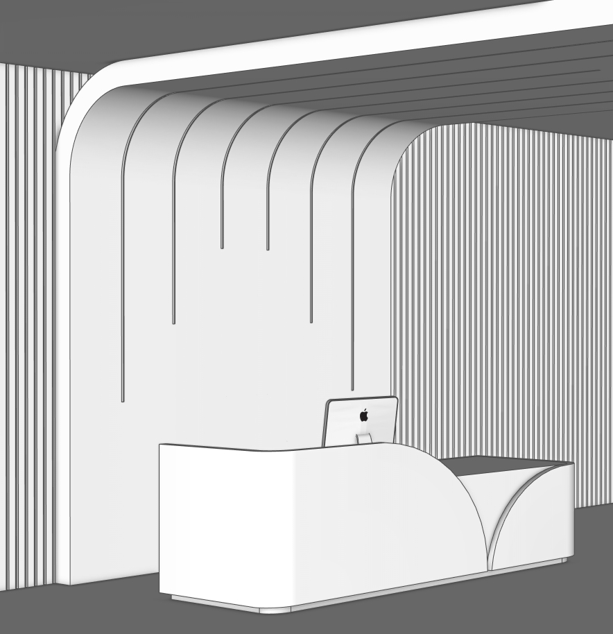 Curved Wall Console Display – SketchUp 2018 Model | Interior Design Feature
