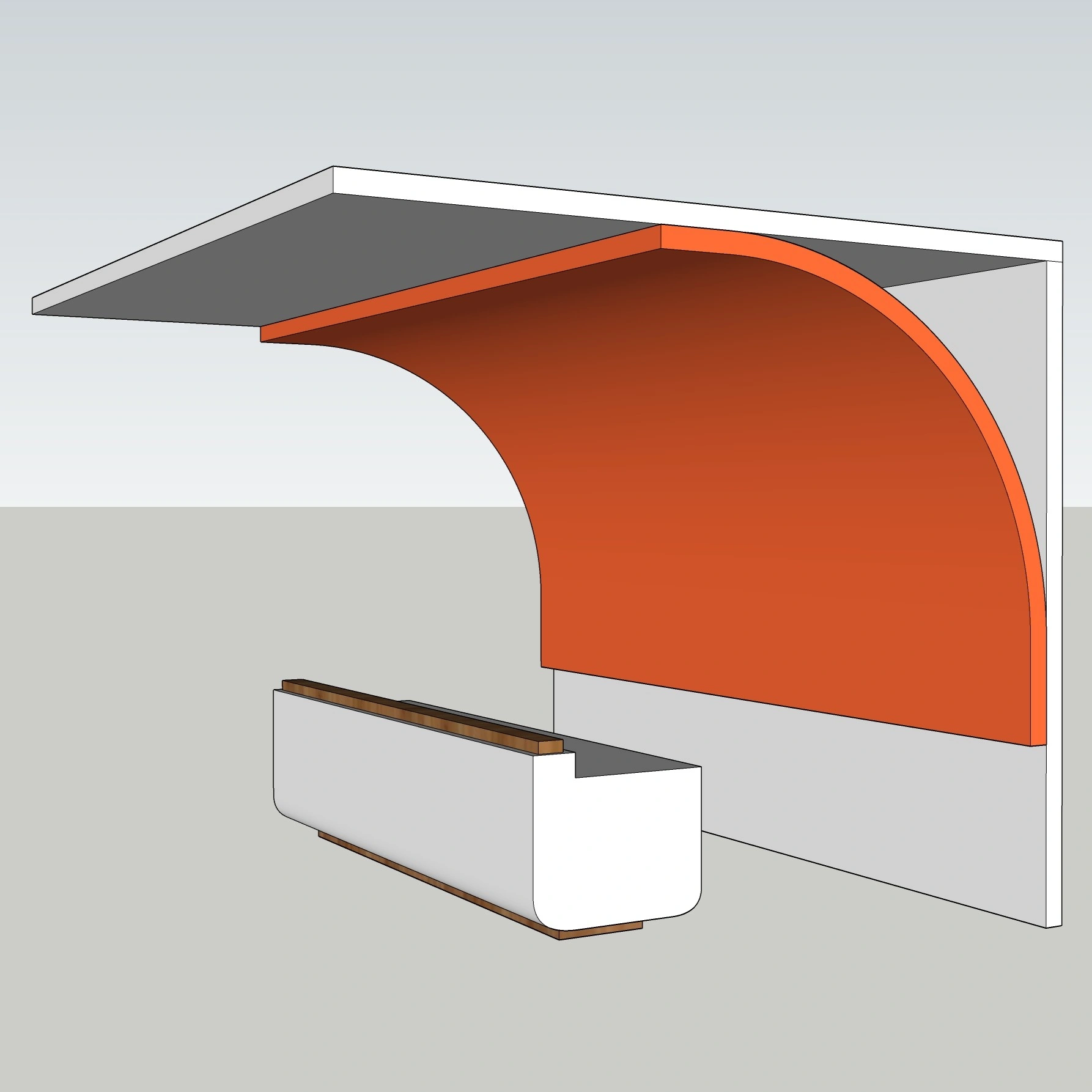 Modern Curved Reception Desk with Feature Canopy | SketchUp 2018