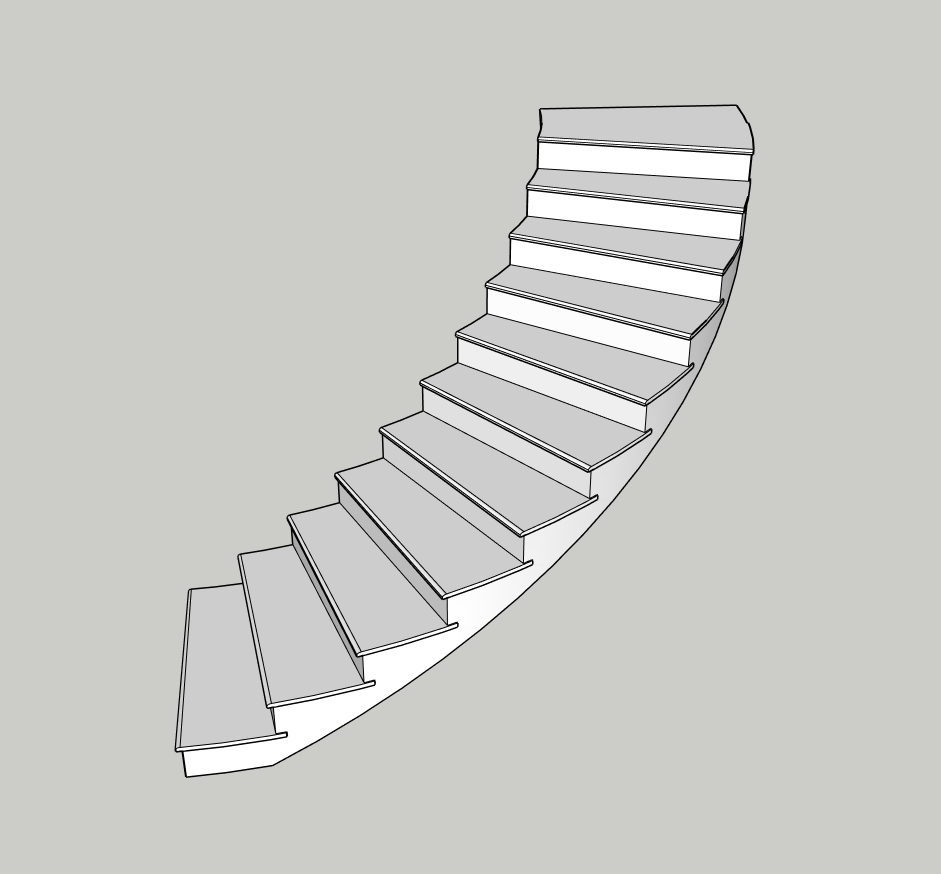 Quarter Turn Curved Staircase | Modern Interior Stairs | SketchUp 2018