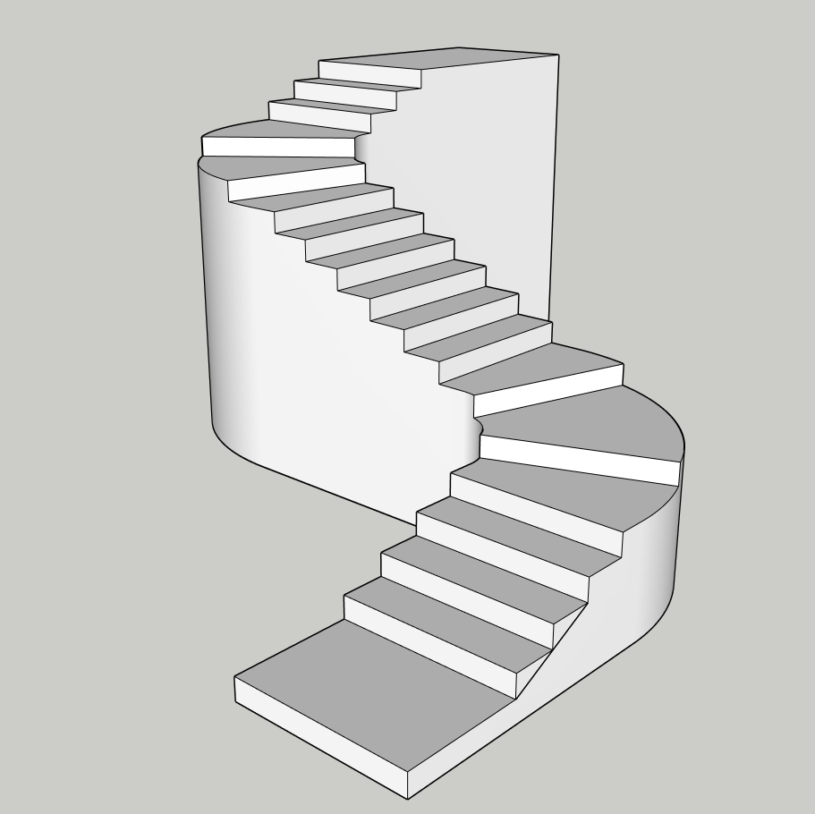 Modern S-Shaped Curved Staircase | Sculptural Interior Stairs | SketchUp 2018