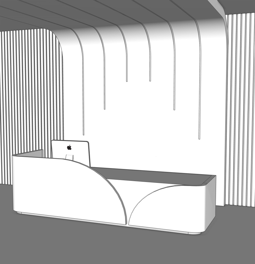 Curved Wall Console Display – SketchUp 2018 Model | Interior Design Feature