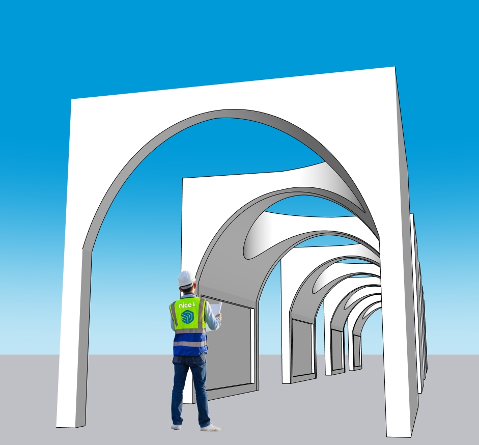 Modern Interior Arch Corridor | Repeating Archway System | SketchUp 2018