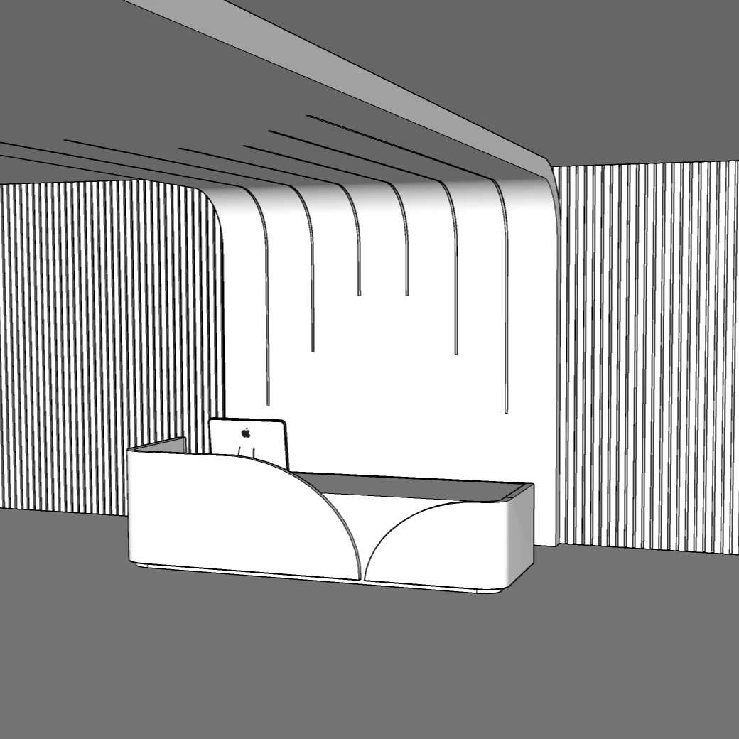 Curved Wall Console Display – SketchUp 2018 Model | Interior Design Feature