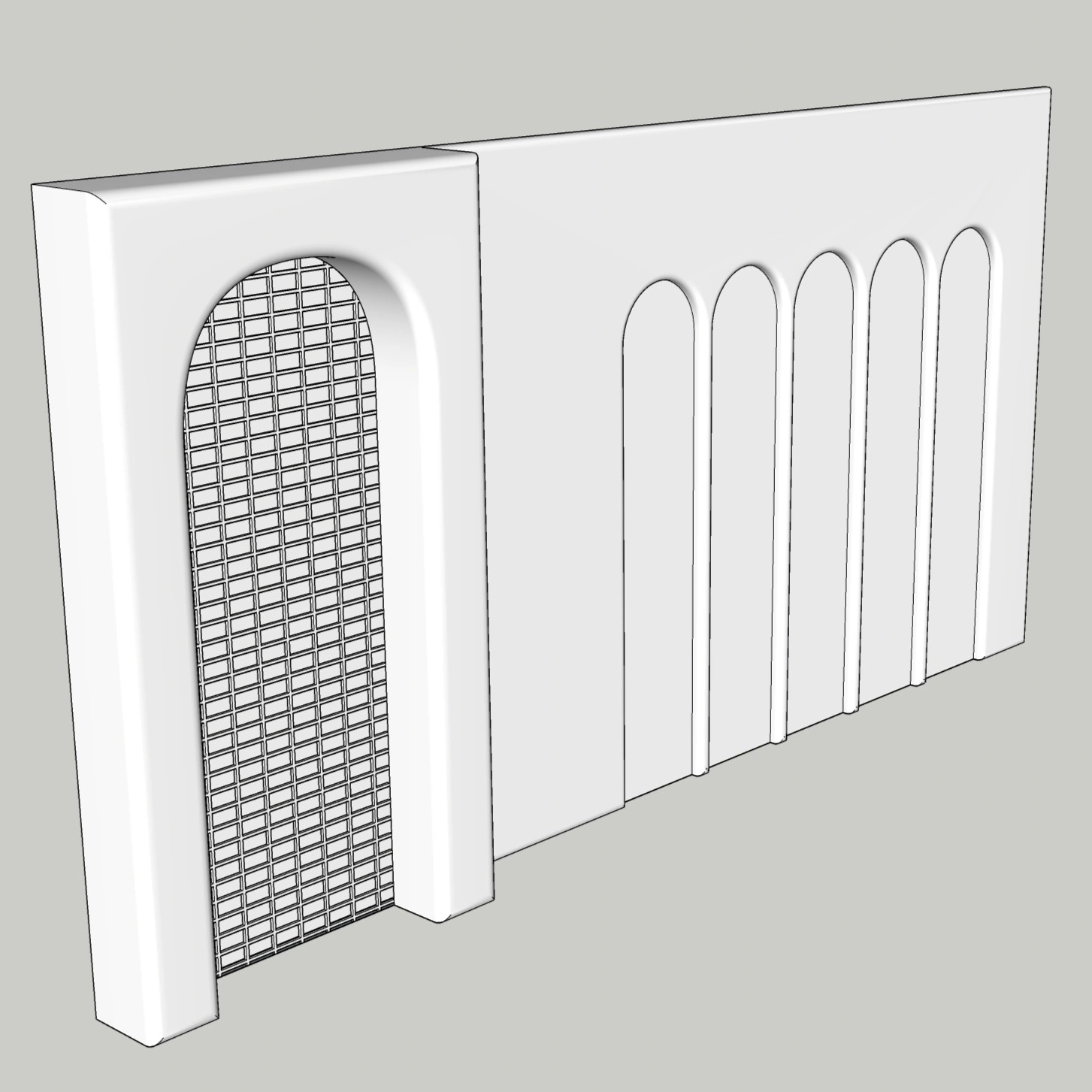 Modern Arched Decorative Wall with Niche Panels | SketchUp 2018