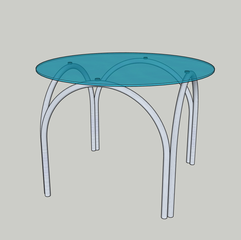 Round Glass Side Table | Modern Metal Legs | SketchUp 2018
