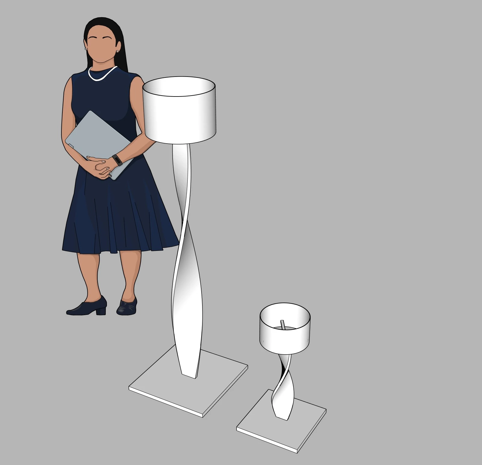 Modern Floor Lamp and Table Lamp Set | Interior Lighting | SketchUp Model
