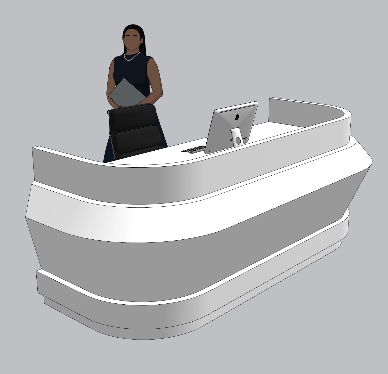 Modern Reception Desk Counter | Lobby Front Desk | SketchUp Model