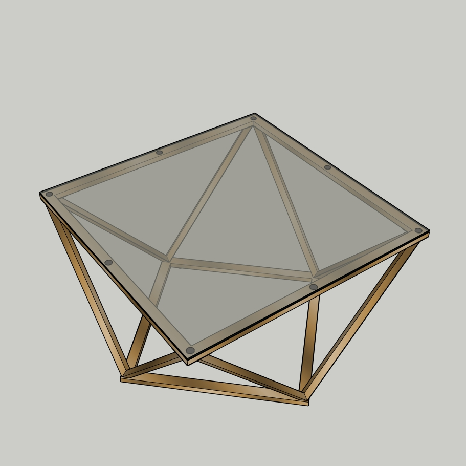 Geometric Glass Coffee Table | Modern Gold Metal Frame | SketchUp 2018