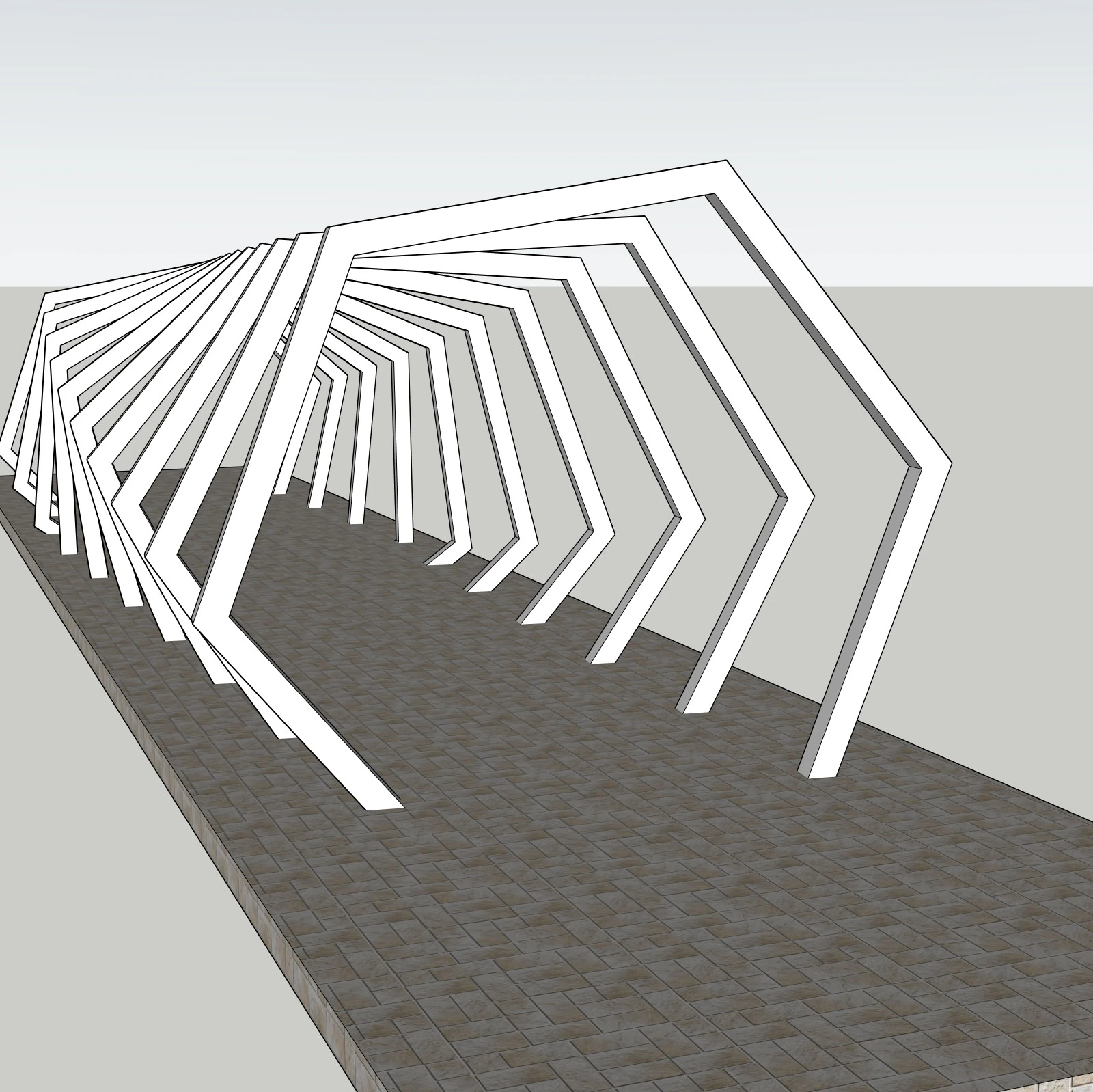 Parametric Curved Pergola | Modern Outdoor Tunnel Structure | SketchUp Model