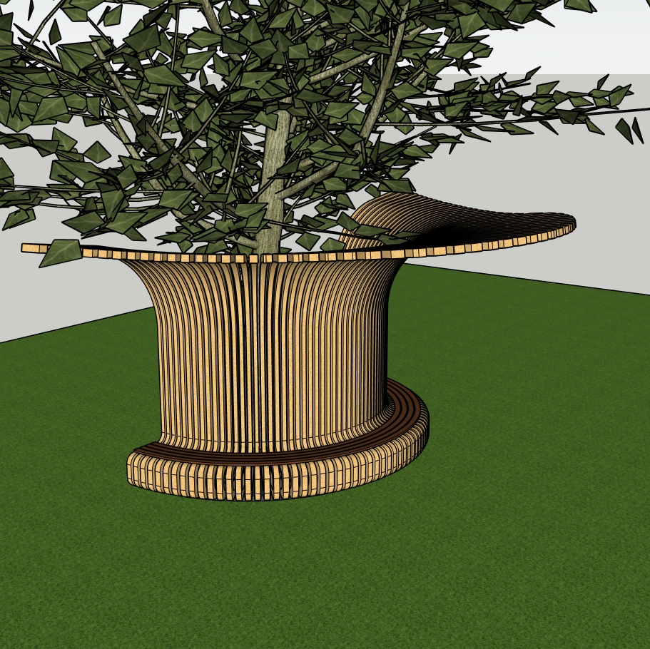 Parametric Tree Bench | Circular Park Seating | SketchUp Model