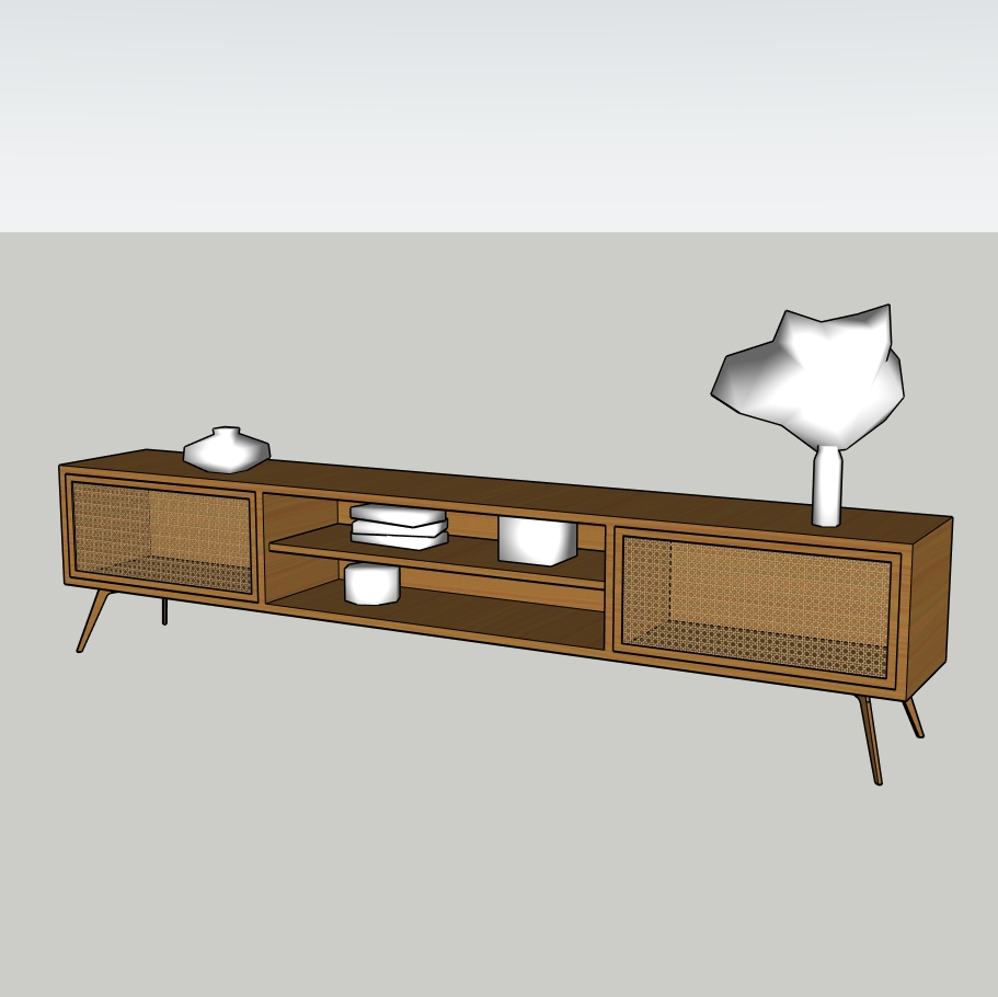 Mid-Century Modern Wooden TV Console | SketchUp 2018