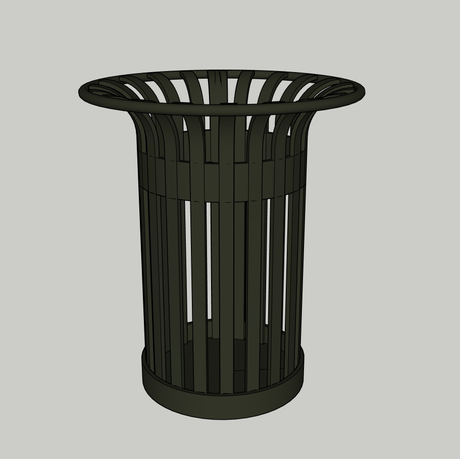 Modern Outdoor Trash Bin | Metal Urban Garbage Can | SketchUp Model 2018