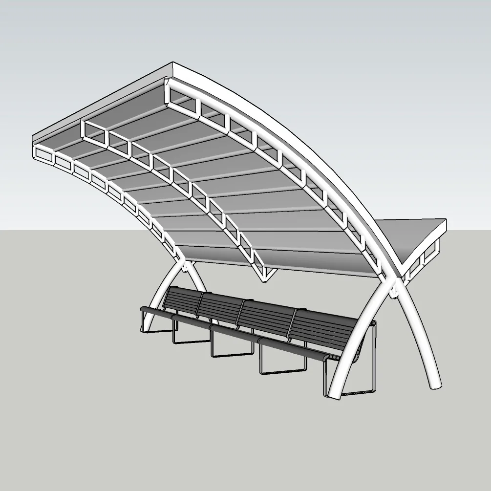 Parametric Architectural Bench & Canopy | SketchUp 2018 3D Model
