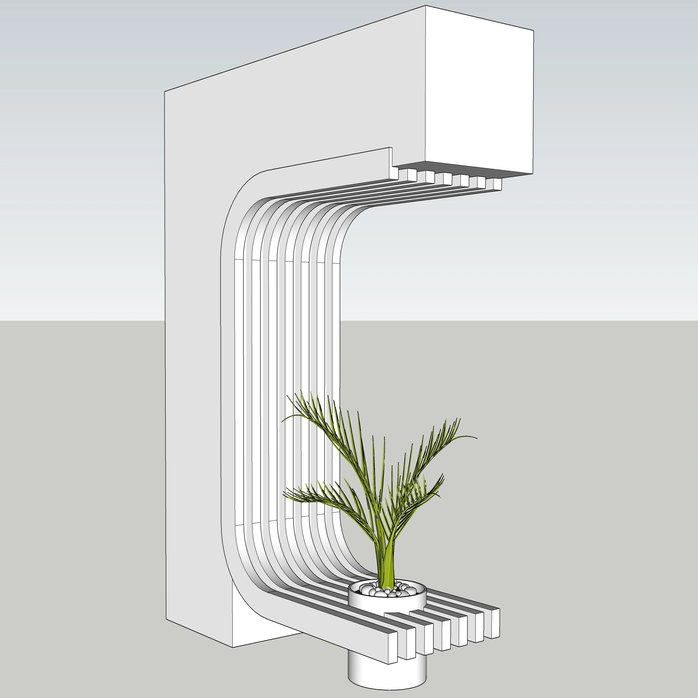 Modern Vertical Planter Feature | Decorative Interior Element (SketchUp 2018)