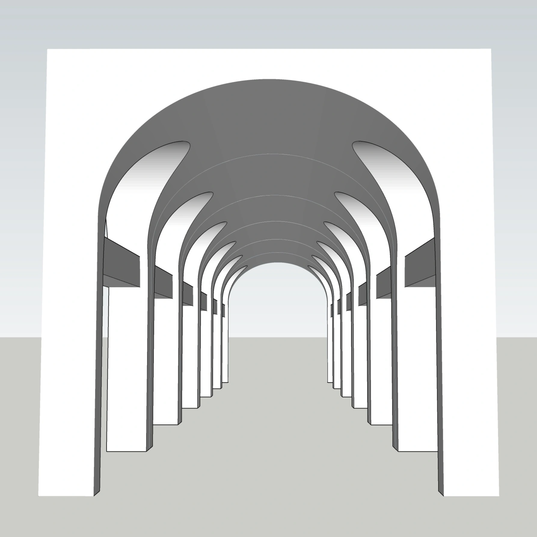 Modern Arched Corridor Passage | Vaulted Interior Arcade (SketchUp 2018)