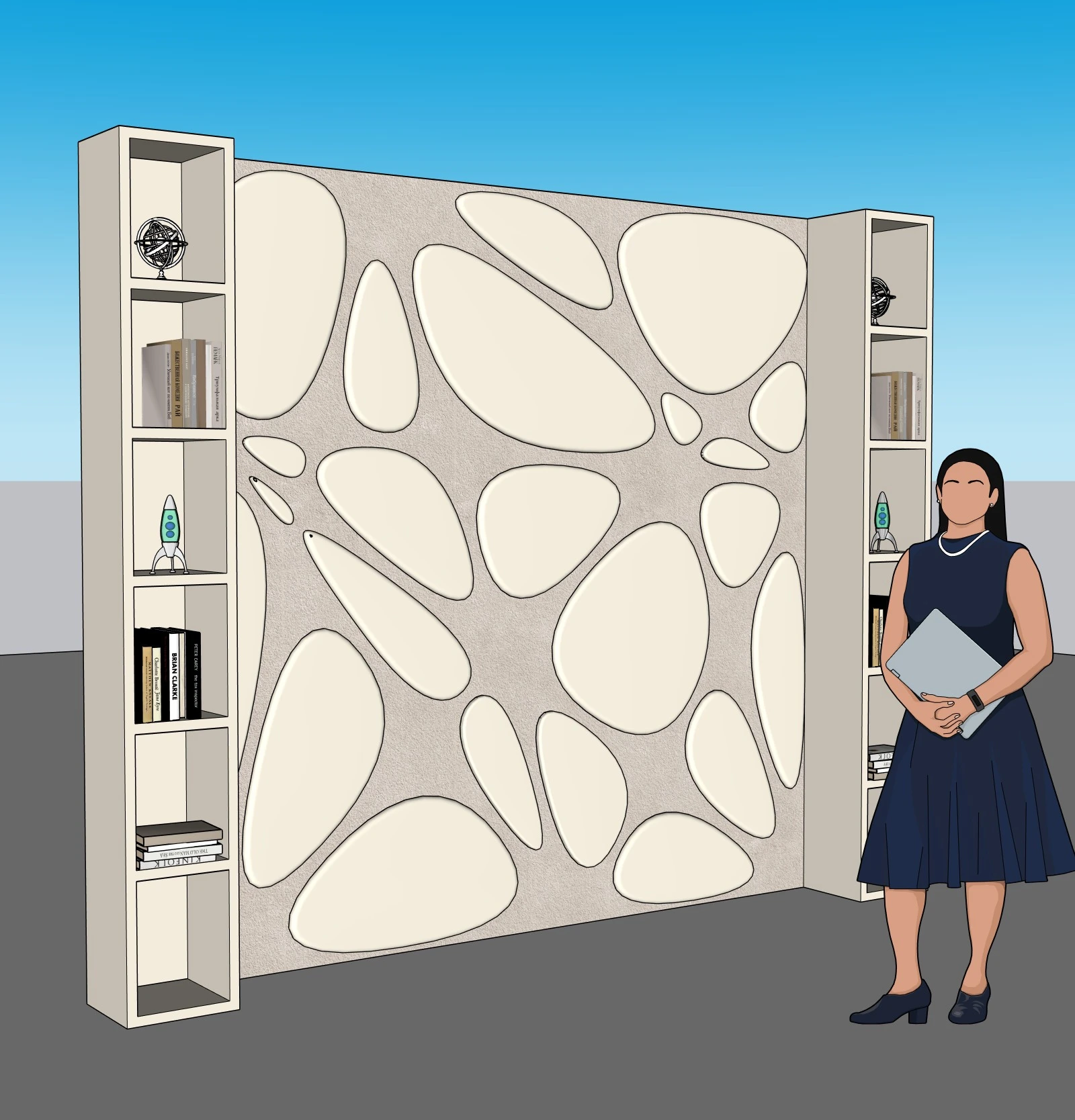 Modern Decorative Wall Panel with Shelves | Feature Wall | SketchUp Model