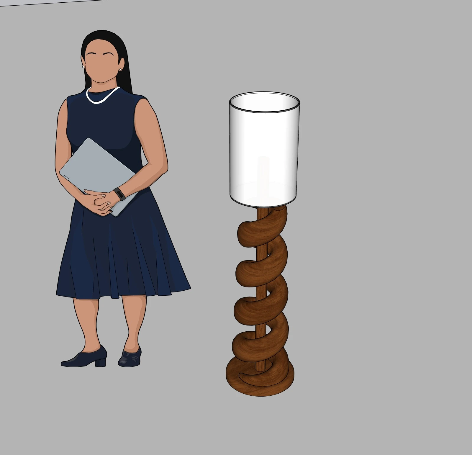 Modern Decorative Floor Lamp | Spiral Base Lamp | SketchUp Model
