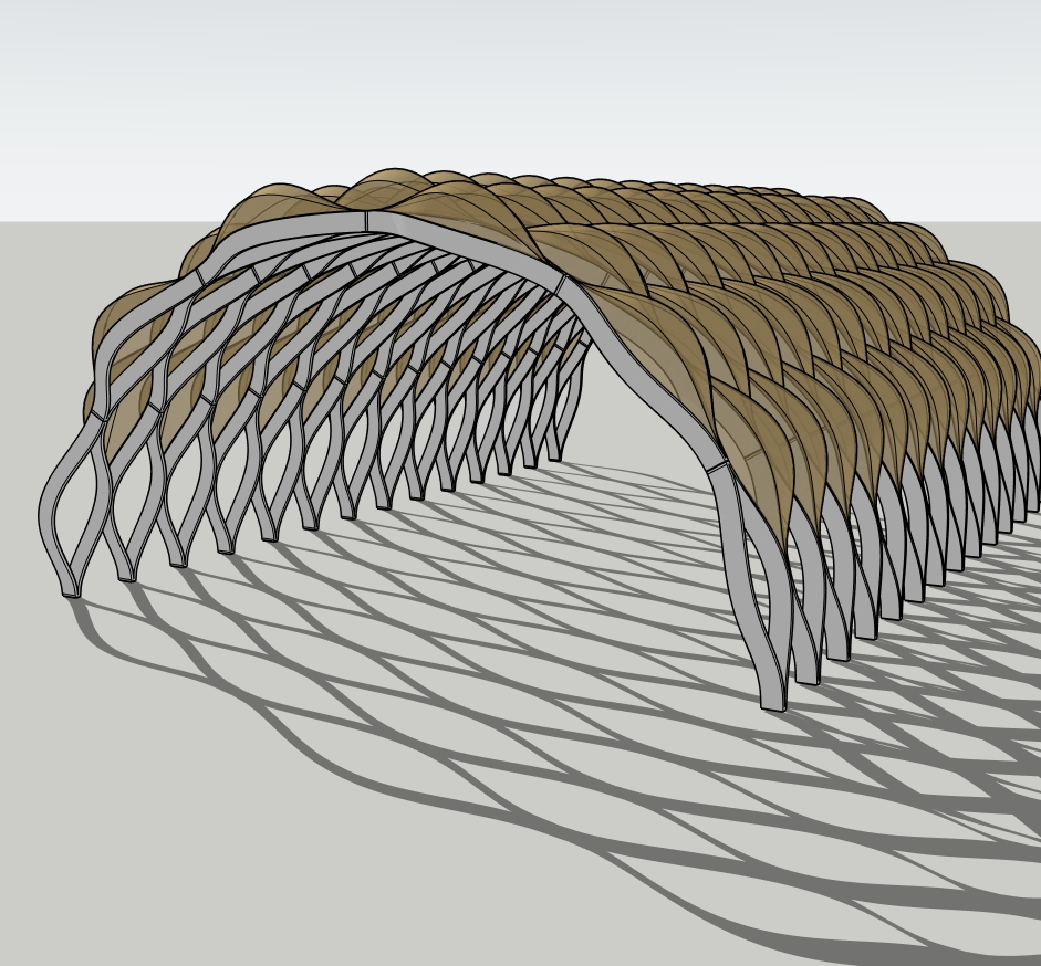 Parametric Wooden Tunnel Pavilion | Organic Rib Structure | SketchUp 2018