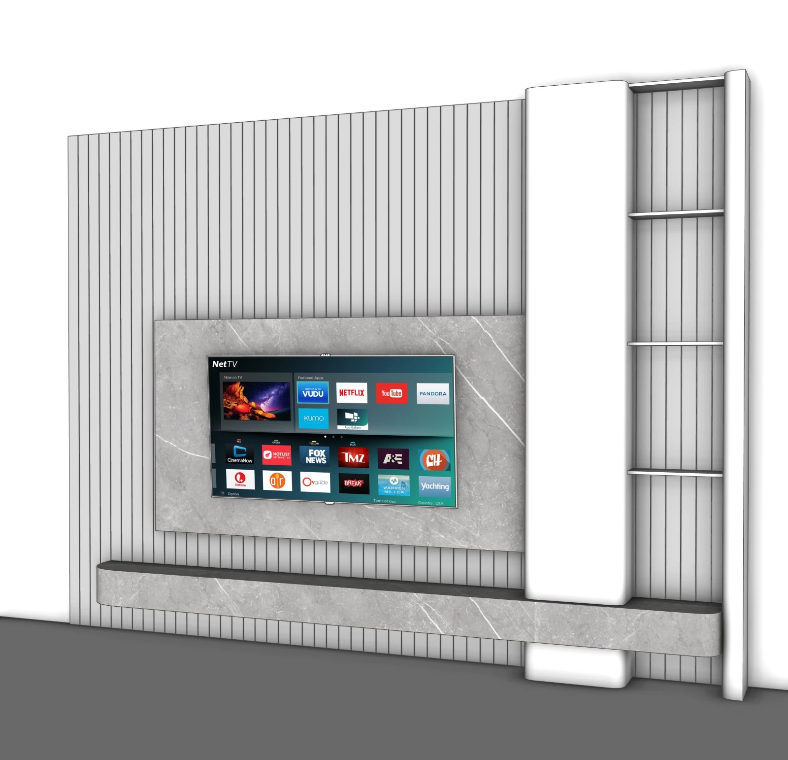 Modern Slatted TV Wall Panel | Minimal Interior Feature Wall | SketchUp Model